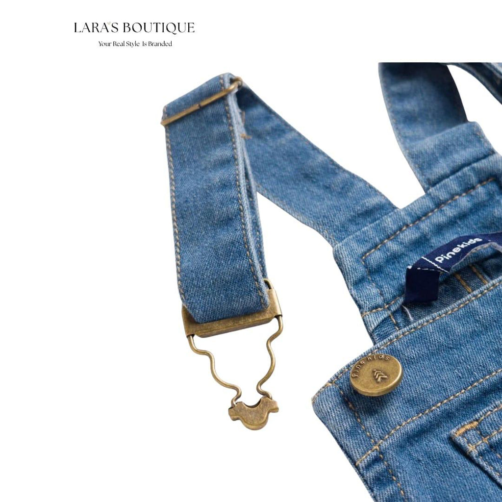 Girls' Wide-Leg Denim Dungaree Overalls