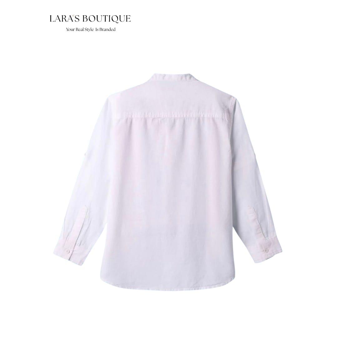 Classic White Mandarin Collar Shirt