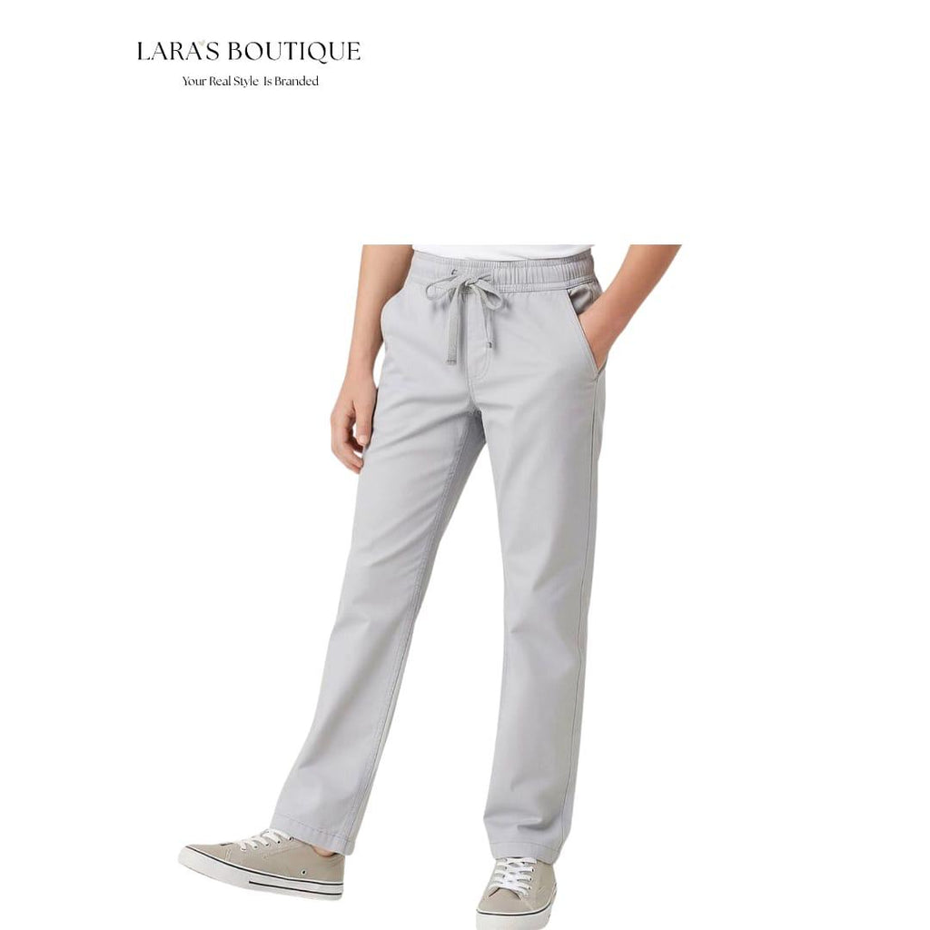 Boys' Drawstring Chino Pants – Light Grey