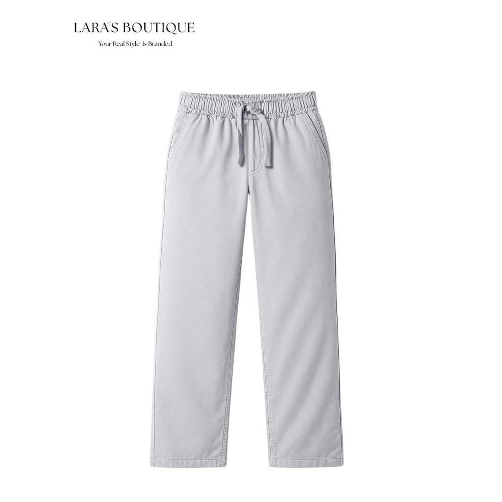 Boys' Drawstring Chino Pants – Light Grey