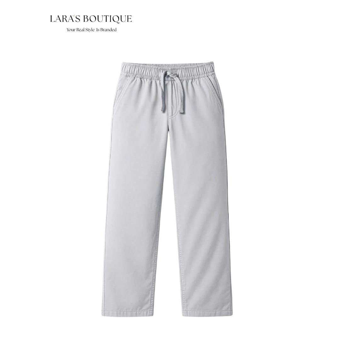 Boys' Drawstring Chino Pants – Light Grey