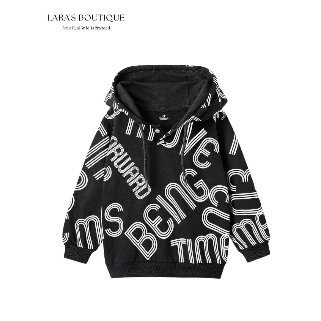 Boys Black Graphic Hoodie & Jogger Set