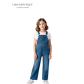 Girls' Wide-Leg Denim Dungaree Overalls