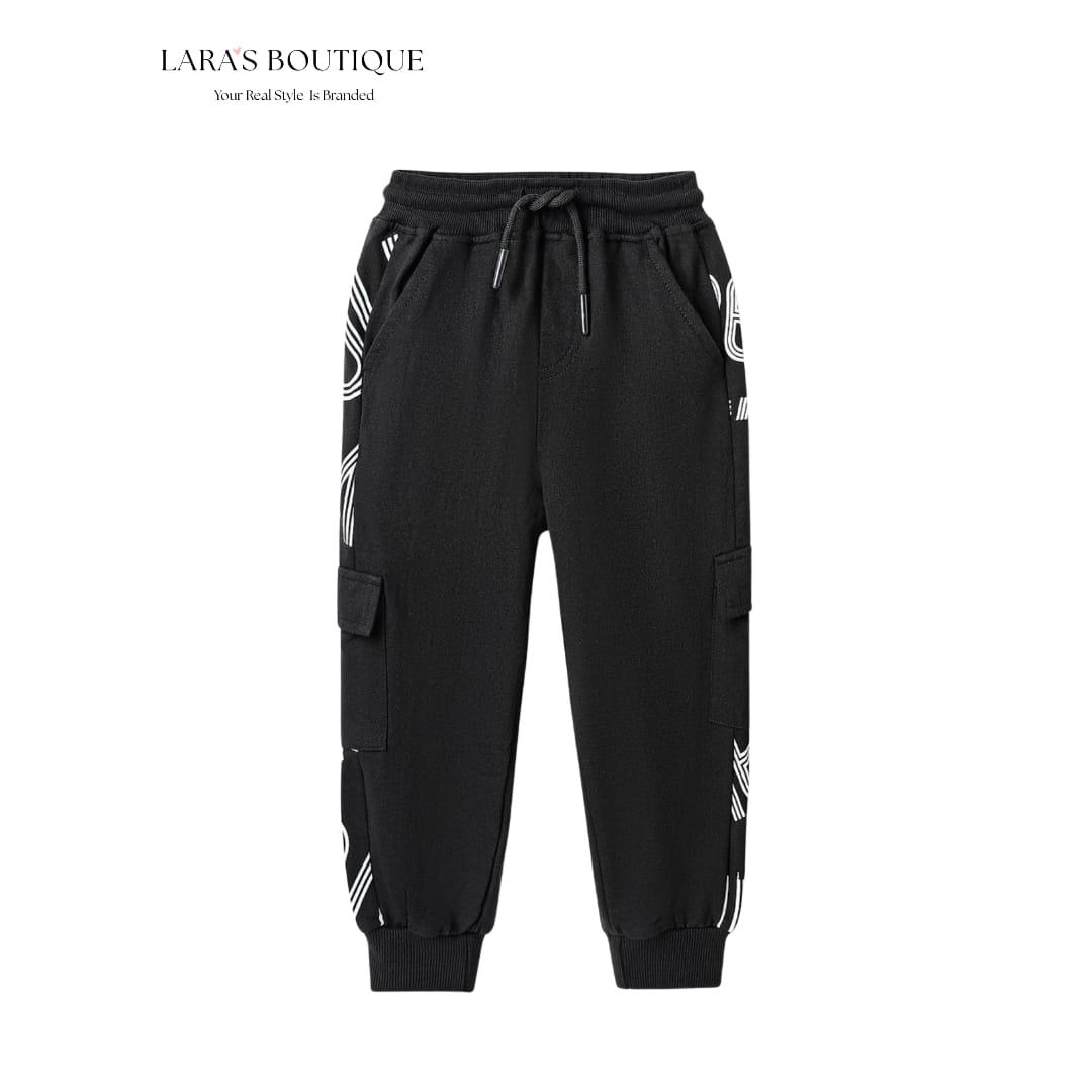 Boys Black Graphic Hoodie & Jogger Set