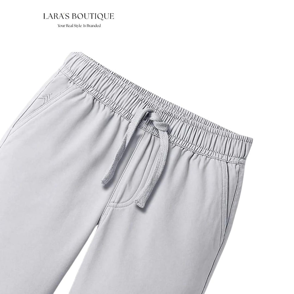 Boys' Drawstring Chino Pants – Light Grey