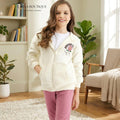 Cream White Design Girls’ Zip Hoodie