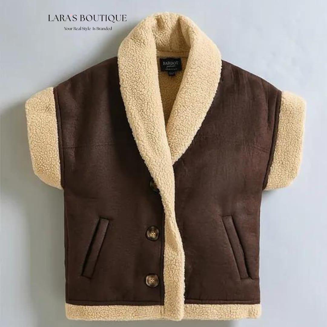 Teddy Trim Sleeveless Vest