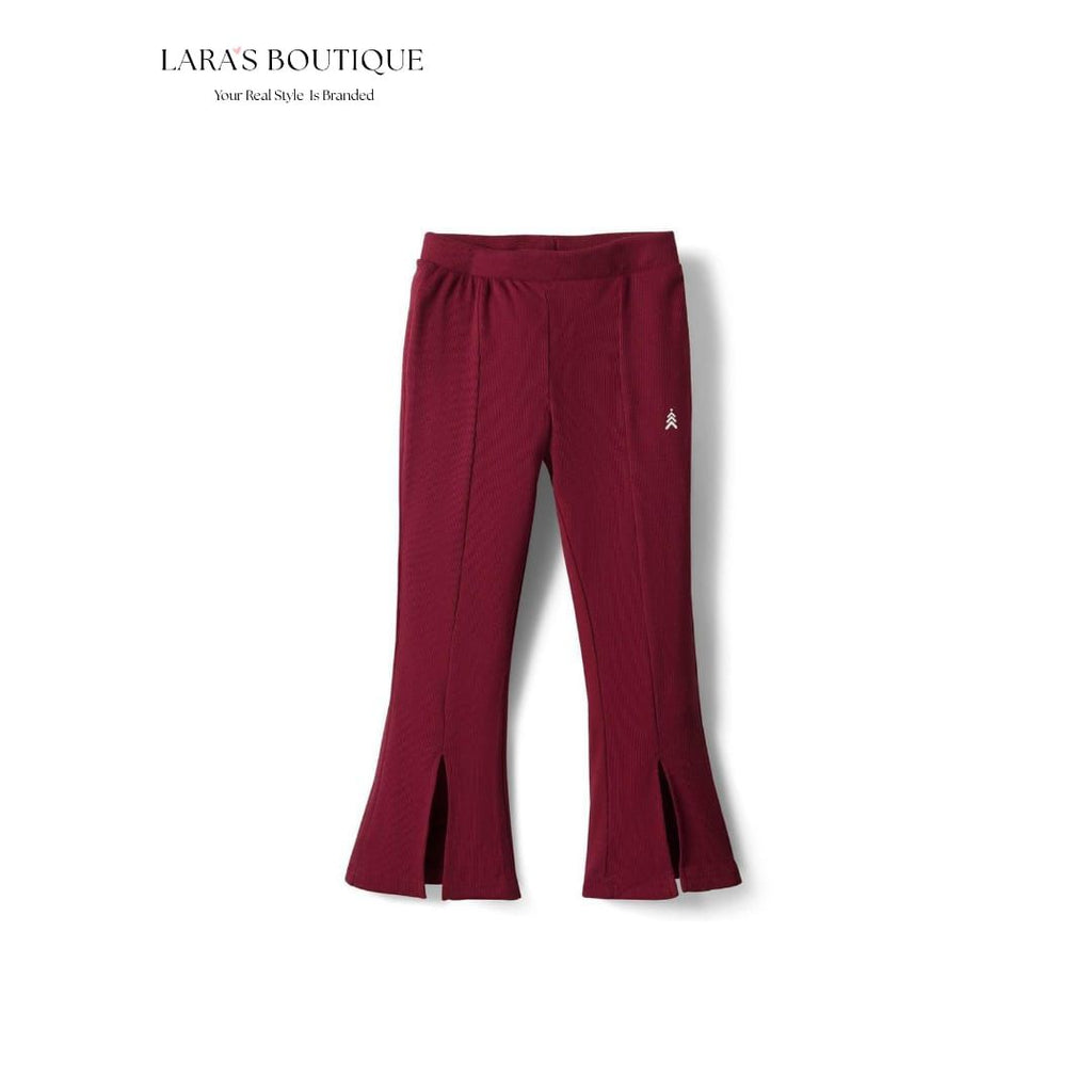 Ribbed Flare Burgundy Leggings