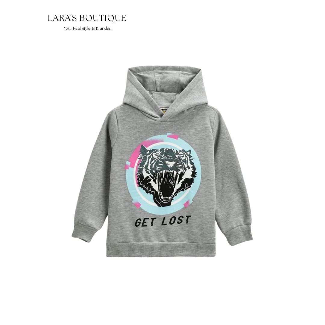 Grey Tiger Print Hoodie
