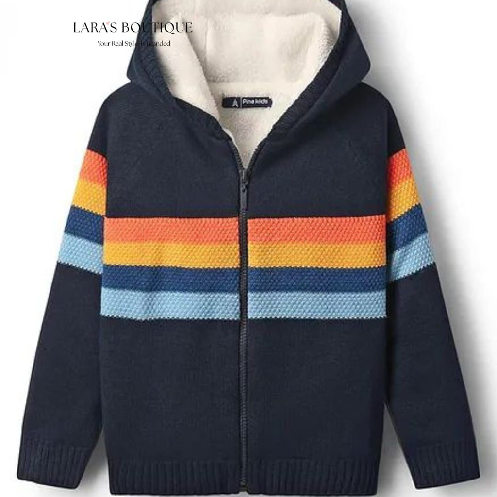 Striped Hooded Knit Jacket