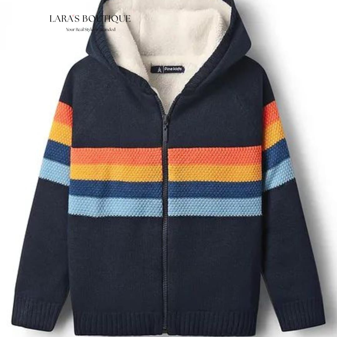 Striped Hooded Knit Jacket
