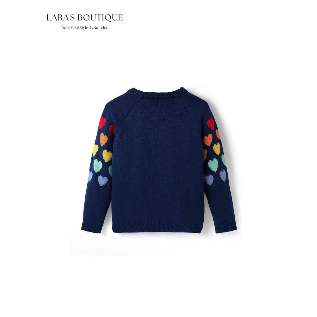 Girls’ Rainbow Heart Knit Sweater