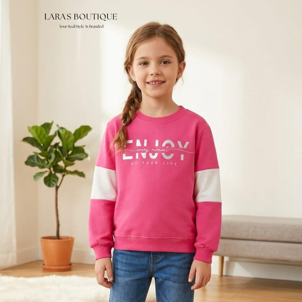 Girls Pink & White Sweatshirt