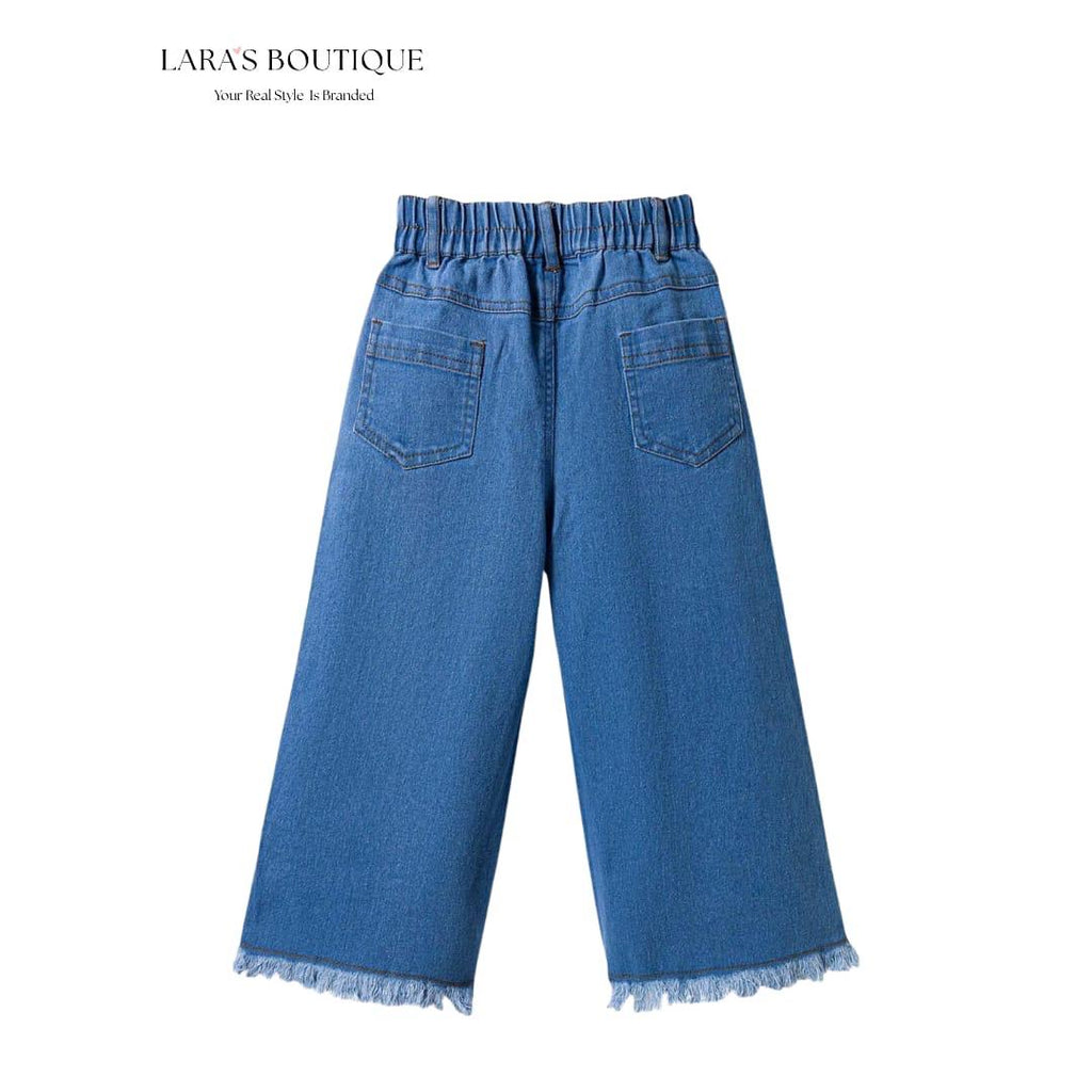 Girls' Denim Wide-Leg Set with Crossbody Bag