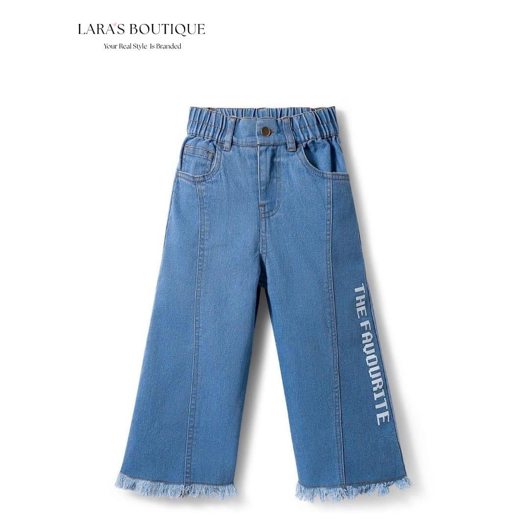 Girls' Denim Wide-Leg Set with Crossbody Bag