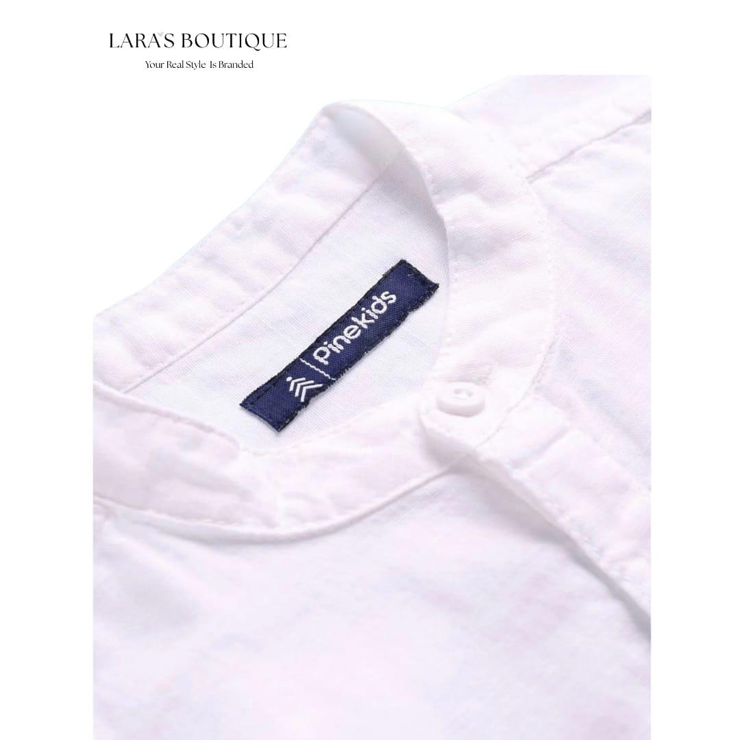 Classic White Mandarin Collar Shirt