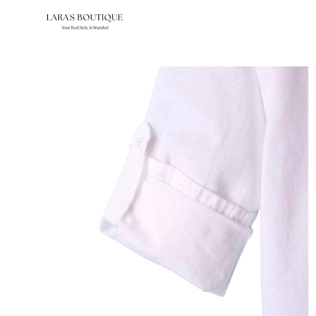 Classic White Mandarin Collar Shirt