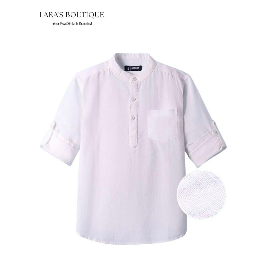 Classic White Mandarin Collar Shirt