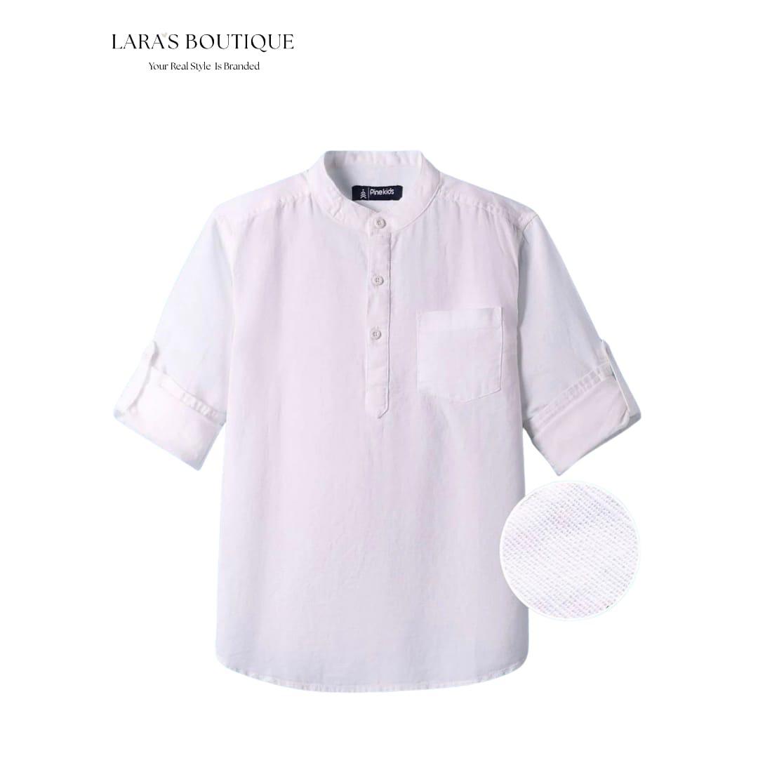 Classic White Mandarin Collar Shirt