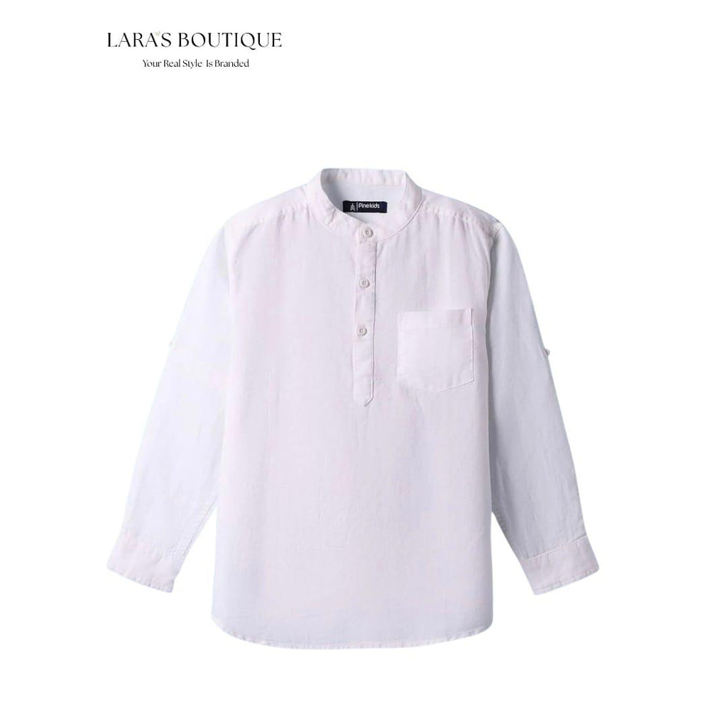 Classic White Mandarin Collar Shirt