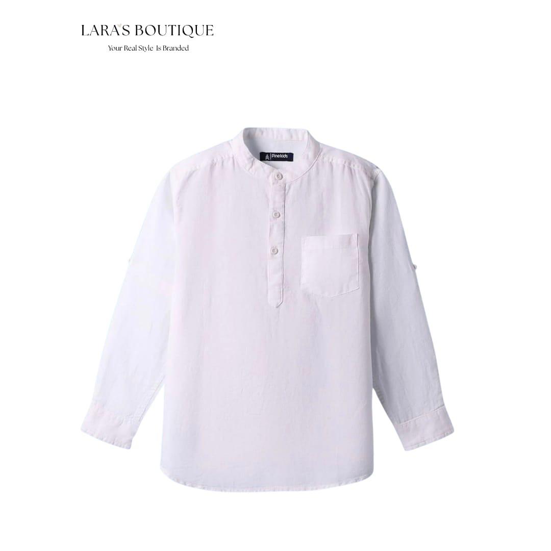 Classic White Mandarin Collar Shirt