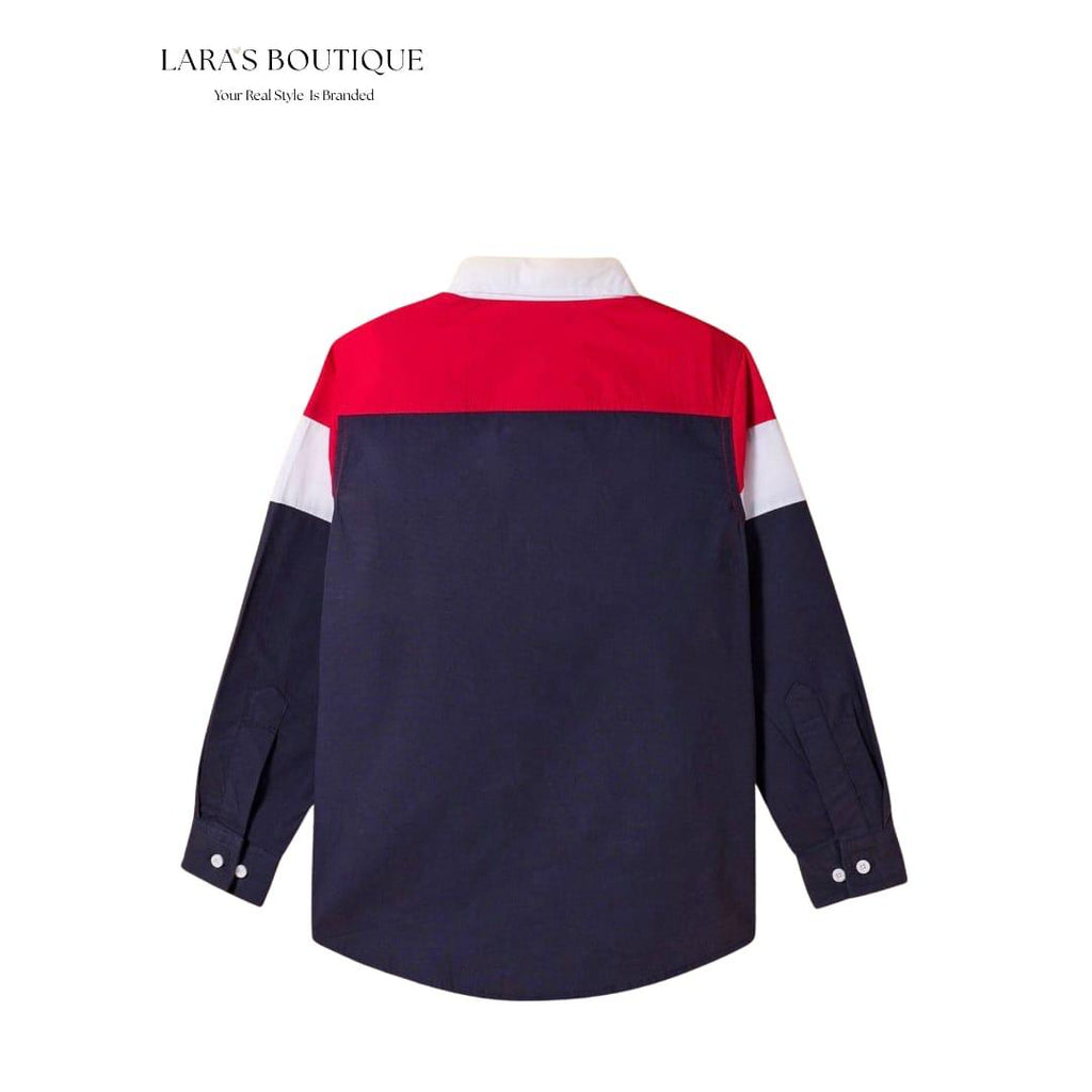 Boys' Block Long Sleeve Shirt – Red, White & Navy