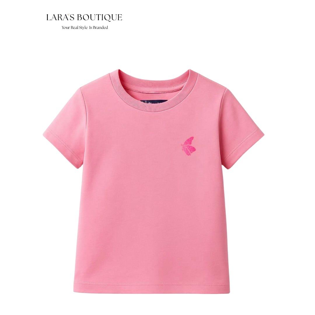 Girls Butterfly Glitter Pink T-Shirt