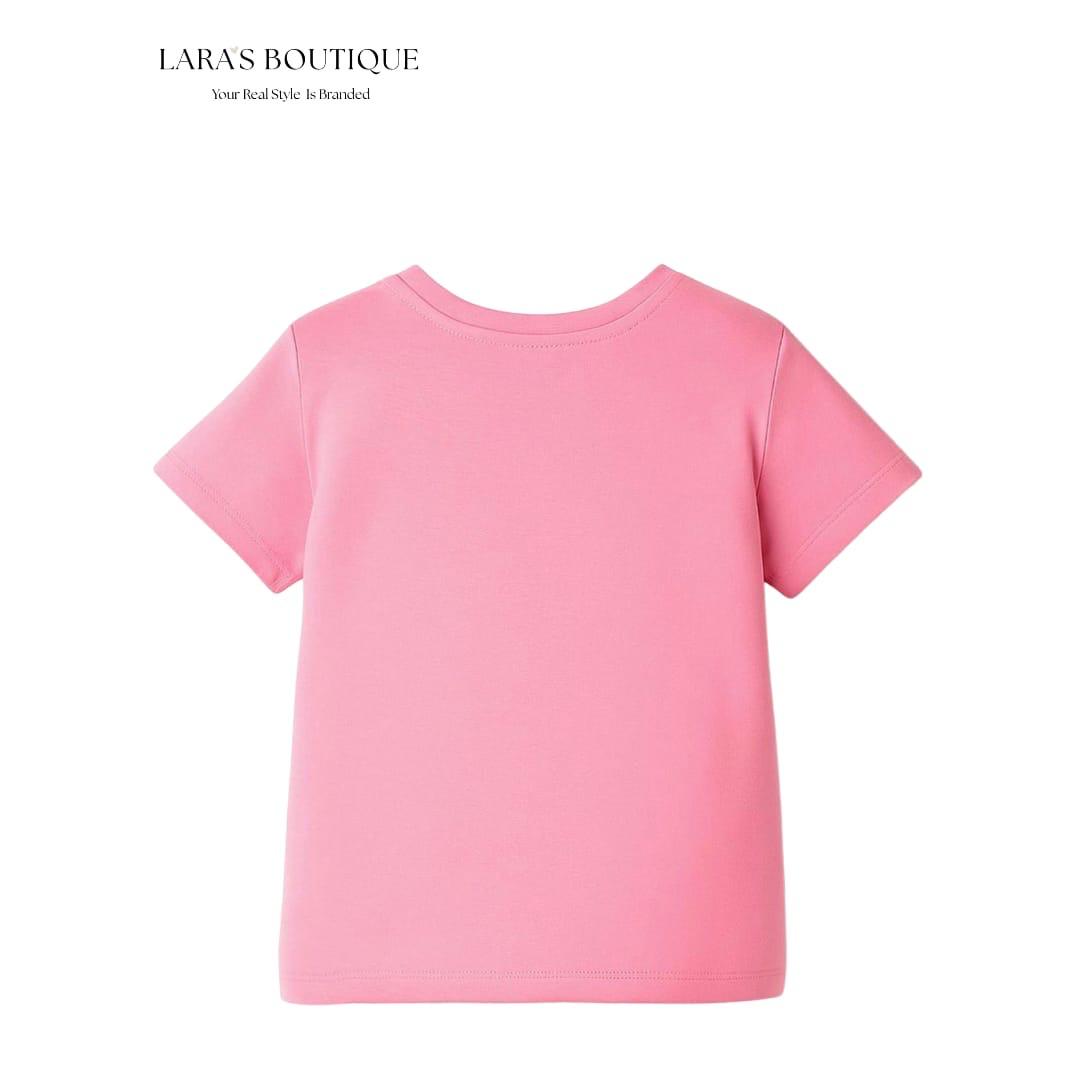 Girls Butterfly Glitter Pink T-Shirt