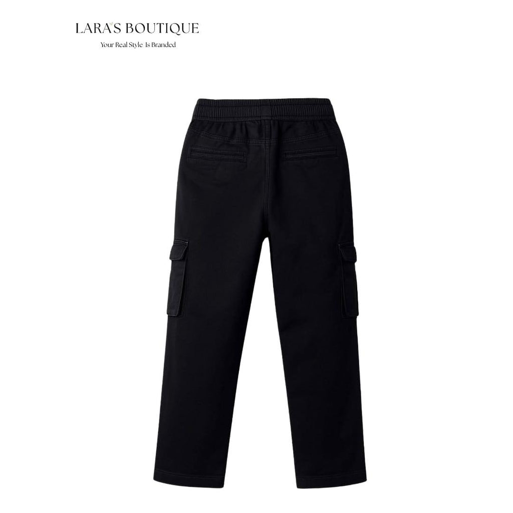 Kids Black Cargo Jogger Pants