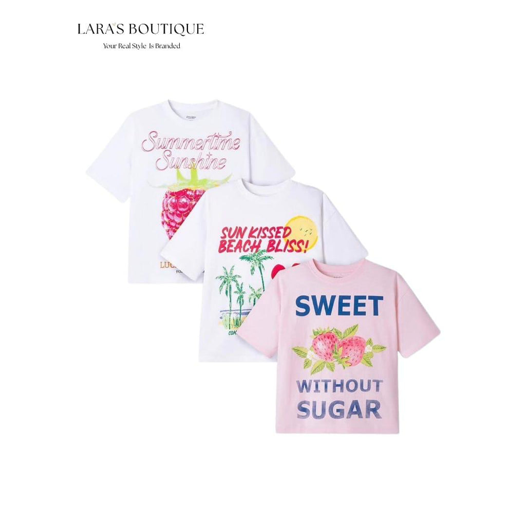 Girls Summer Graphic T-Shirt 3-Pack