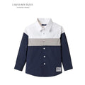 Boys Navy Color Block Button-Up Shirt