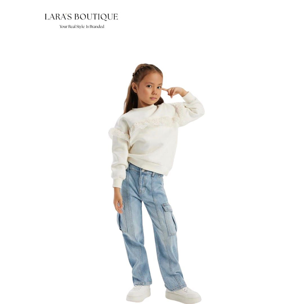 Girls Light Cargo Jeans