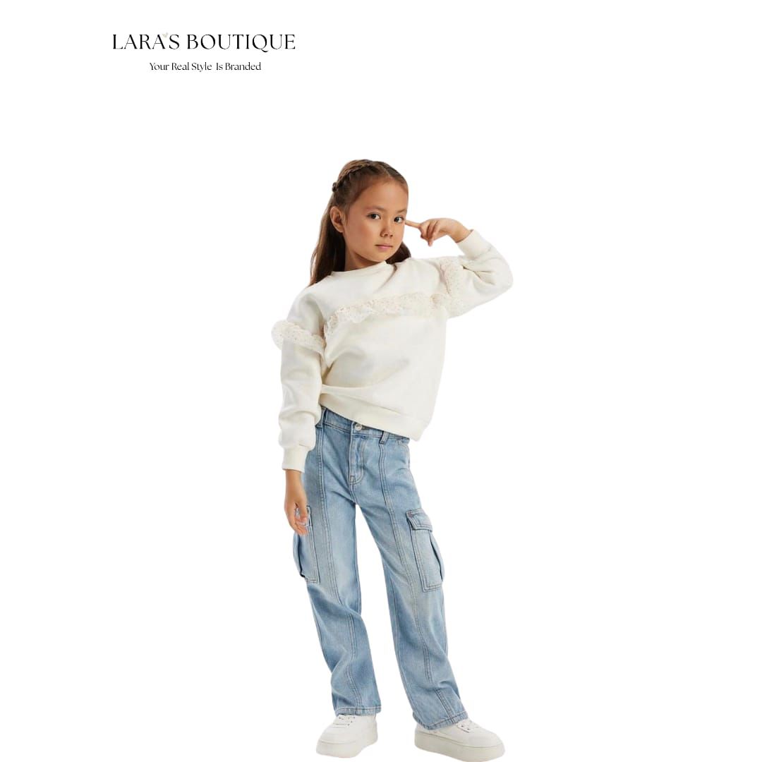 Girls Light Cargo Jeans